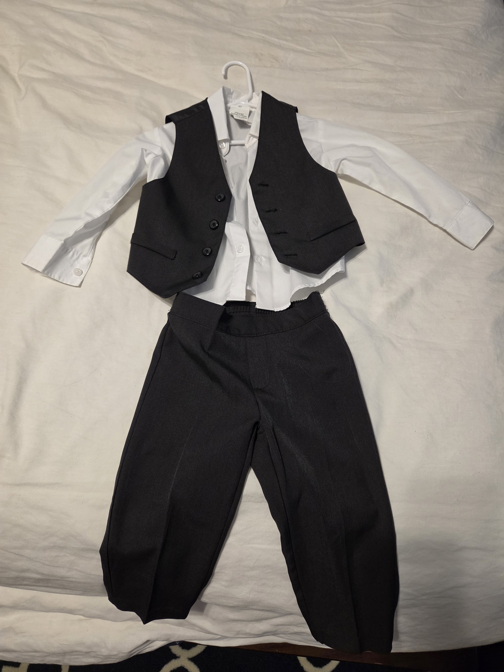Van Heusen Boys Black Vest and Pants Set with White Shirt